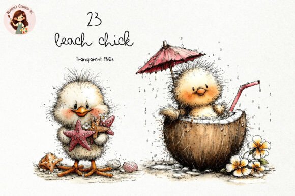 Beach Chick Watercolor Clipart: A Splash of Summer Fun