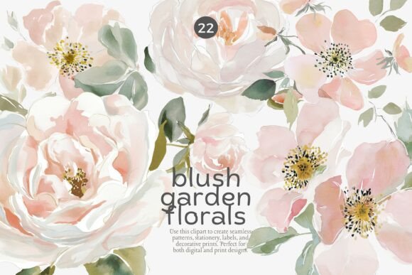 Blush Floral Clipart Set: Your Go-To for Soft, Romantic Design