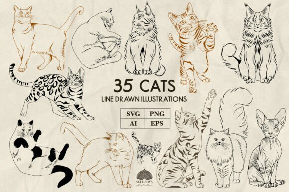 Cats Line Art Svg Png: A Designer's Guide to Whimsical Illustrations