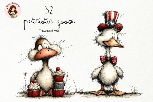 Celebrate with the Patriotic Goose PNG Clipart Set