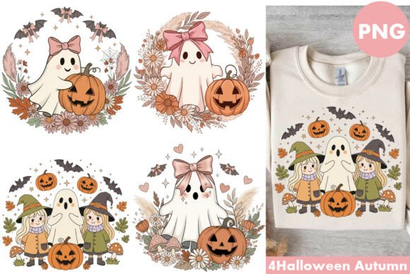 Charming Halloween Designs: Boo Ghost Clipart & Autumn PNGs