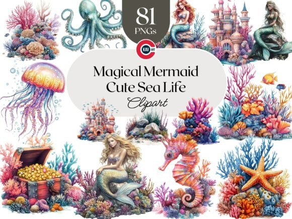 Dive into Whimsical Design with Magical Mermaid Clipart