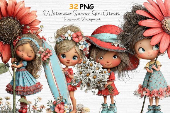 Embrace the Season: Using Watercolor Summer Girl Clipart PNG