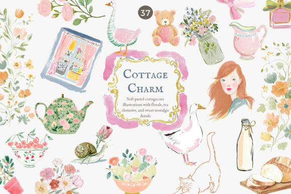 Embracing the Cottagecore Clipart Set for Timeless Designs