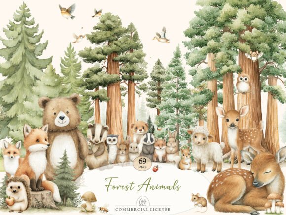 Enchanting Forest Animals Watercolor Set for Creative Projects
