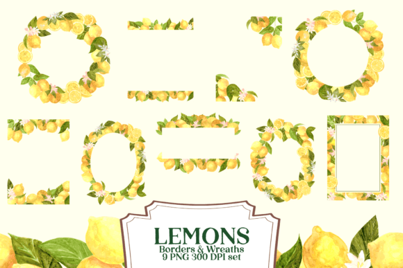 Fresh Design Ideas with Watercolor Lemon Borders and Wreaths