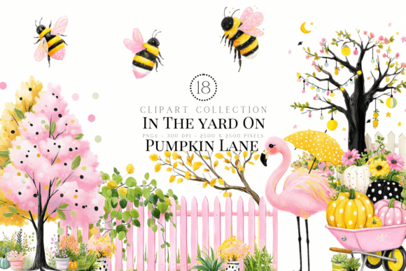 In the Yard on Pumpkin Lane: Whimsical Clipart for Fall Designs