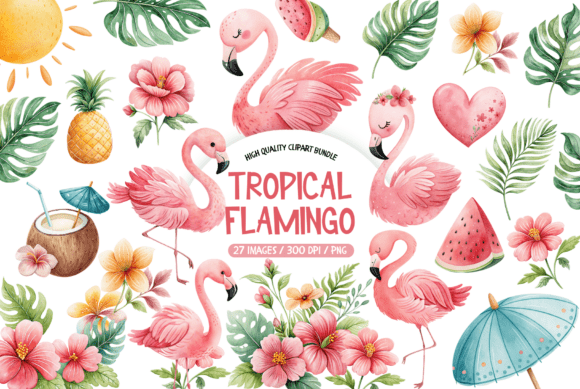 Infuse Summer Joy with the Tropical Flamingo Clipart Bundle