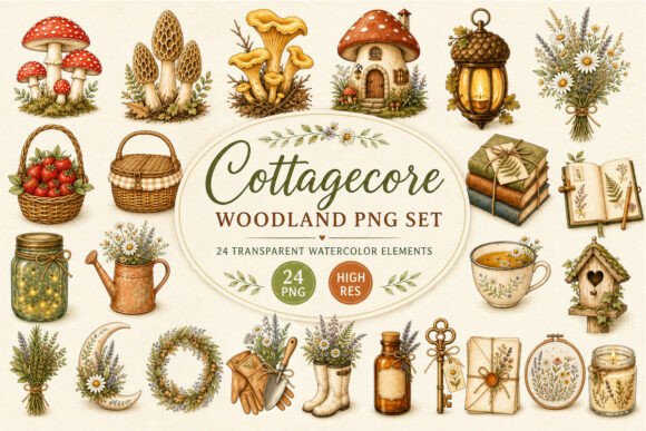 Soft Woodland Charm: Using Cottagecore Woodland Clipart PNG