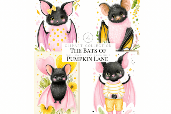 The Bats of Pumpkin Lane: Clipart for Whimsical Fall Design